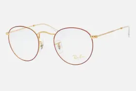 50-21-145 Ray-ban 805289439899 Rb 3447v 3106 Gold Red Round Authentic Eyeglasses Rx New