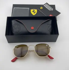 Rb3848n Ray-ban F008/33 Ferrari Collection Sunglasses Gold Brown 51mm Italy