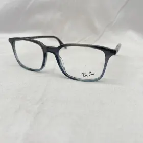 Rb5421 Ray-ban Unisex Square Thin Lightweight Demo Eyeglasses Striped Grey/blue
