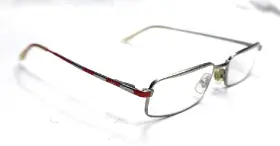Rb6139 Ray-ban 2582 Silver Metal Red Rectangle Eyeglasses 51-18 135