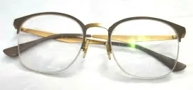 Rb6422 Ray-ban 3005 Brown Gold Half Rim Round Eyeglasses Frame 49-19 140