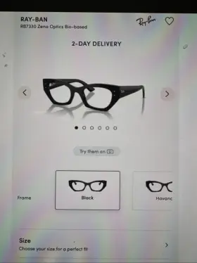 Rb7330 Ray-ban Zena Optics Bio-based Cat- Eye Eyeglasses Frames Black New