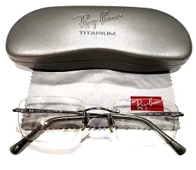 Rb8502 Ray-ban 1003 Gunmetal Rimless Eyeglasses Frame 52-17 135 W Case Cloth