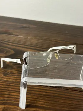 Rb8621 Ray-ban Unisex White Brown Metal Half Rim Rectangular Eyeglasses Frame