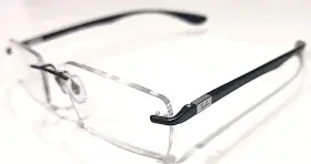 Rb8724 Ray-ban 1128 Black Rimless Rectangle Eyeglasses 56-17 145 Excellent