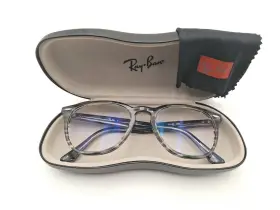 Rx7159-5750 Ray-ban Striped Blue And Grey Unisex Round Square Glasses With Case