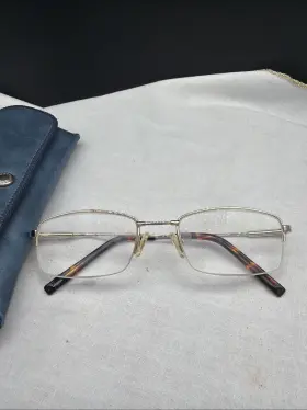 60286-t10030-096 Readers 60286-t10025-096 Rimless Rectangle Eyeglasses Gold Metal Frame 3.00