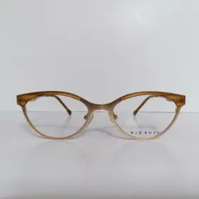 51-18-140 Red Rose 6247 Womens Honey Gold Cat Eyeglasses Frames Handmade In Japan