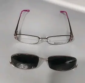 Revolution Rev650 Rose Pink Eyeglass Frame With Magnetic Polarized Clip 55/17/140