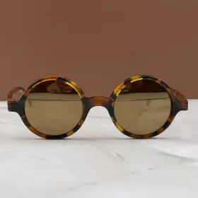 Rg-k3011-252-41 Rims & Goggles Alexander 41mm Classic Tortoise Polarized Brown Mirror Gold Round Sunglasses
