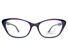 52-16-135 Scott Harris Sh-606 Eyeglasses Frames C1 Cobalt Plum Red Blue Tortoise