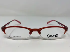 52-18-135 Secg J9603 Eyewear C1 Red Plastic Half Rim Eyeglasses Frame W989