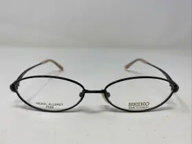 52-15-135 Seiko T3012 Japan 689 Black Metal Full Rim Eyeglasses Frame P06