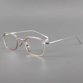 19052 Shangtai Ultra-light Plate Two-color Replaceable Lens Square Glasses Frame-champagne