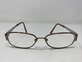 55-16-135 Sophia Loren M186 168 Shiny Brown Silver Full Rim Eyeglasses Frame Z07