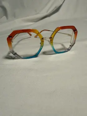 68082 Spexx Eyewear Women Oversized Vintage Retro Style Clear Lens Eye Glasses Rainbow Optical Frame