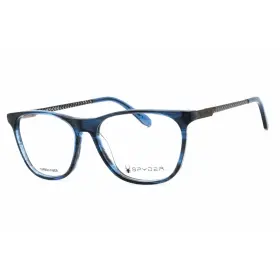Sp4030 Spyder Mens Eyeglasses Navy Horn Acetate Square Shape Full Rim Frame 414