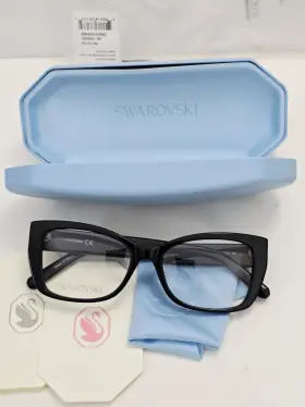 52-16-140 Swarovski Sk5452 New Sk5452/v 001 Black Crystal Cat Eyeglasses Frames W Case