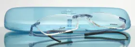 51-17-125 Swissflex Eye261 64p Blue Mens Rectangle Rimless Eyeglasses B 33