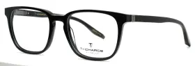 52-19-145 T-charge T6120 Eyewear A01 Black Mens Square Full Rim Eyeglasses B 42