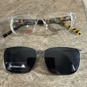 Takumi Tk1085 Clear Tortoise Eyeglasses Frame With Magnetic Polarized Clip-on New
