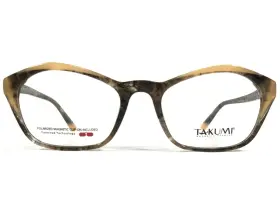 52-19-140 Takumi Tk1145 Eyeglasses Frames 10 Brown Yellow Marble Horn Geometric 52-19-140 Takumi Tk1145 Eyeglasses Frames 10 Brown Yellow Marble Horn Geometric