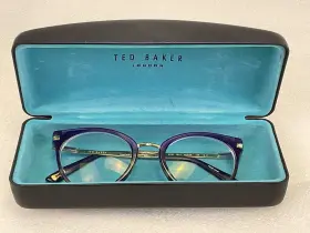 B757-blu Ted Baker Eyeglasses Frames B757 48 20 135 B41 Blue And Gold With Case