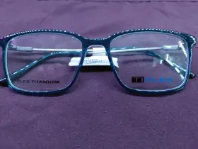 T1775 Ti Flex Navy Crystal Titanium Eyeglasses Rectangular 54mm 17mm 145mm