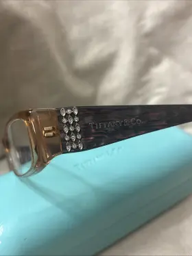 Tiffany & Co. Tf2002-b And 8026 Women S Eyeglass 49-15-130 Mm Italy Rhinestones Brown