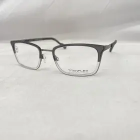 827073 Titanflex 764724863036 Mens Square Lightweight Demo Lens Eyeglasses Grey/clear