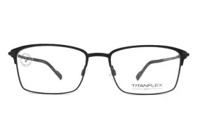 57-18-145 Titanflex 827076 10/blk Eyeglasses Frames Black Rectangle Full Rim
