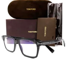 5661-b Tom Ford With Tags Tf 001 Shiny Black Silver Trim Eyeglasses Authentic 5