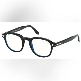 5698-b Tom Ford Ft Blue Block Shiny Black 001 Eyeglasses New With Tags In Pkg