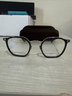 5974-b Tom Ford Tf Eyeglasses Black-gold Blue Light 50 Unisex