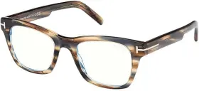 52-20-145 Tom Ford 889214418753 New Eyeglasses W Soft Case - Ft5886b 045 Striped Havana 52-20-145 Tom Ford 889214418753 New Eyeglasses W Soft Case - Ft5886b 045 Striped Havana