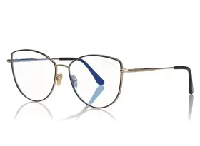 Ft566700555 Tom Ford New Tf5667-b 005 Black Rose Gold Blue Light Block Authentic Eyeglasses