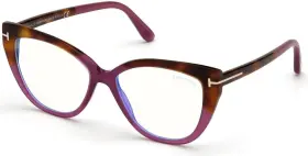 Ft5673-b081 Tom Ford Ft5673-b081/54 New Ft5673-b 081 Blonde Havana Milky Purple / Blue Block 54mm Authentic