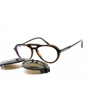 Ft5760-b Tom Ford Rectangular Dark Havana Eyeglasses With Clear Lens