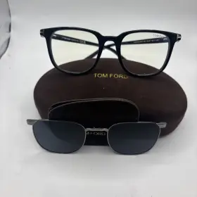 Ft5916-b-001 Tom Ford Ft5916 B 001 Bb Shiny Black 50 Mm Mens Eyeglasses Clip On Sunglasses