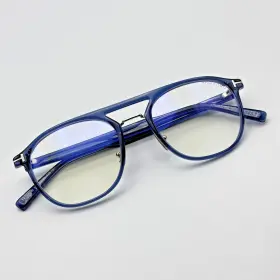 Ft5982-b Tom Ford Eyeglass Frames 090 Shiny Blue Frame Block Lens 52mm