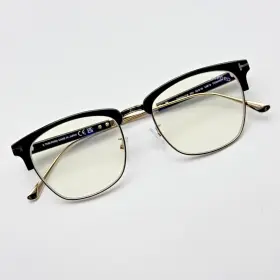 Tf5590-f-b Tom Ford Eyeglasses Frame 001 Black Horn Rim Blue Block 52-19-145 New