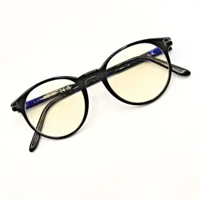 Tf5695-b Tom Ford 001 Shiny Black Round Shape Frame Blue Block Optical Lens Nwot
