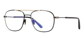 Tf5830-b Tom Ford Eyeglasses 001 Black / Gold Navigator Blue Blocker Lens 54mm