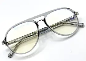 57-17-145 Tom Ford Tf5981-b Eyeglasses Frames 020 Gray Crystal Pilot Blue Block