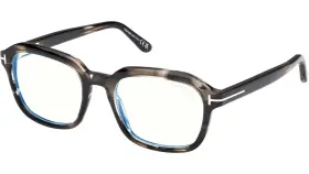 Tf6060-b Tom Ford Eyeglasses 056 Havana Gray Square Frame Blue Blocker Lens 53mm