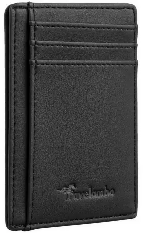 Tra489 Travelambo Front Pocket Minimalist Leather Slim Wallet One Size Black Delux