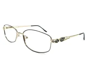 55-17-135 Tres Jolie 135-003 Eyeglasses Frames 135 003 Black Gold Rectangle Wire Rim