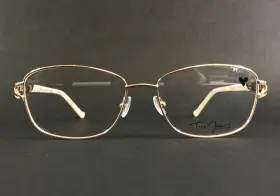 55-16-140 Tres Jolie 195-712 Eyeglasses Frames 195 712 Pearl Ivory Shiny Gold Wire Rim