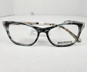 53-16-140 True Religion 751658864123 Glasses Frame Gray Cat Eye Pattern Eyeglasses