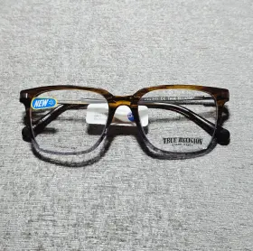53-18-145 True Religion T028 New Square Eyeglasses Frames Brown Gunmetal Nwt 53-18-145 True Religion T028 New Square Eyeglasses Frames Brown Gunmetal Nwt